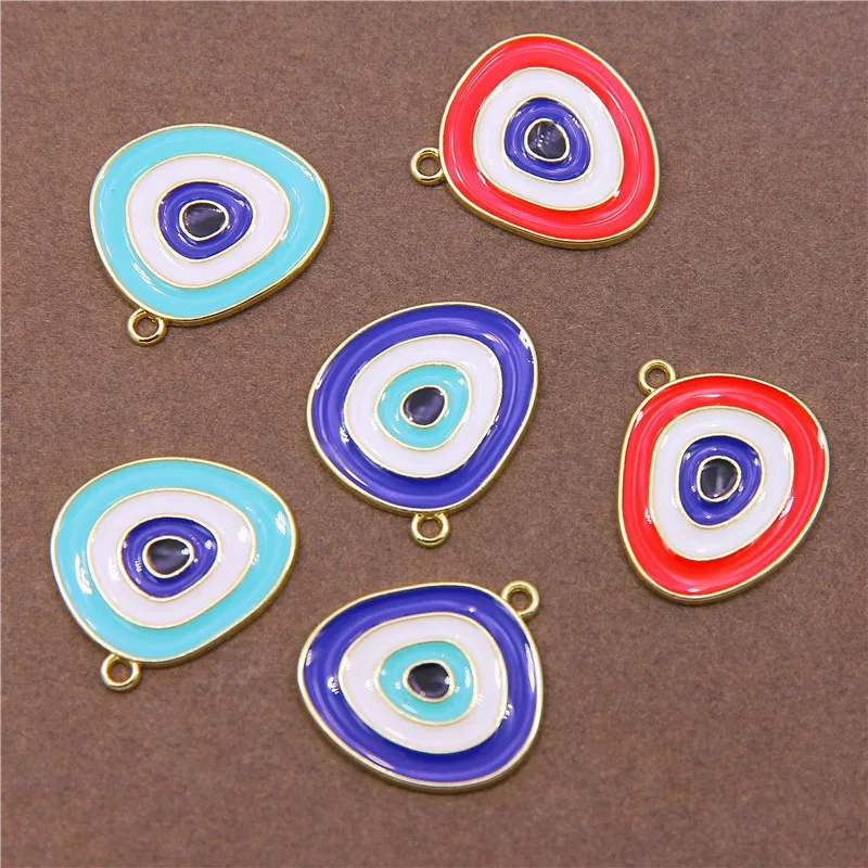 

6pcs 25mm Irregular Shape Evil Eye Dropping Oil Turkish Evil Eye Pendant Charm Pendant for Necklace Jewelry Making Accessories