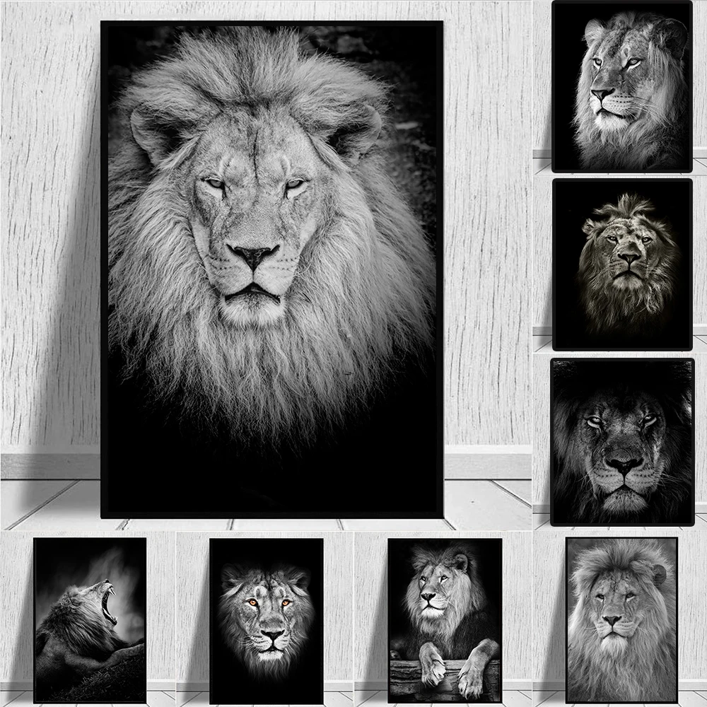 

African Black Lion Leopard Animal Posters and Prints Canvas Painting Wall Pictures for Living Room Interior Cuadros Home Decor