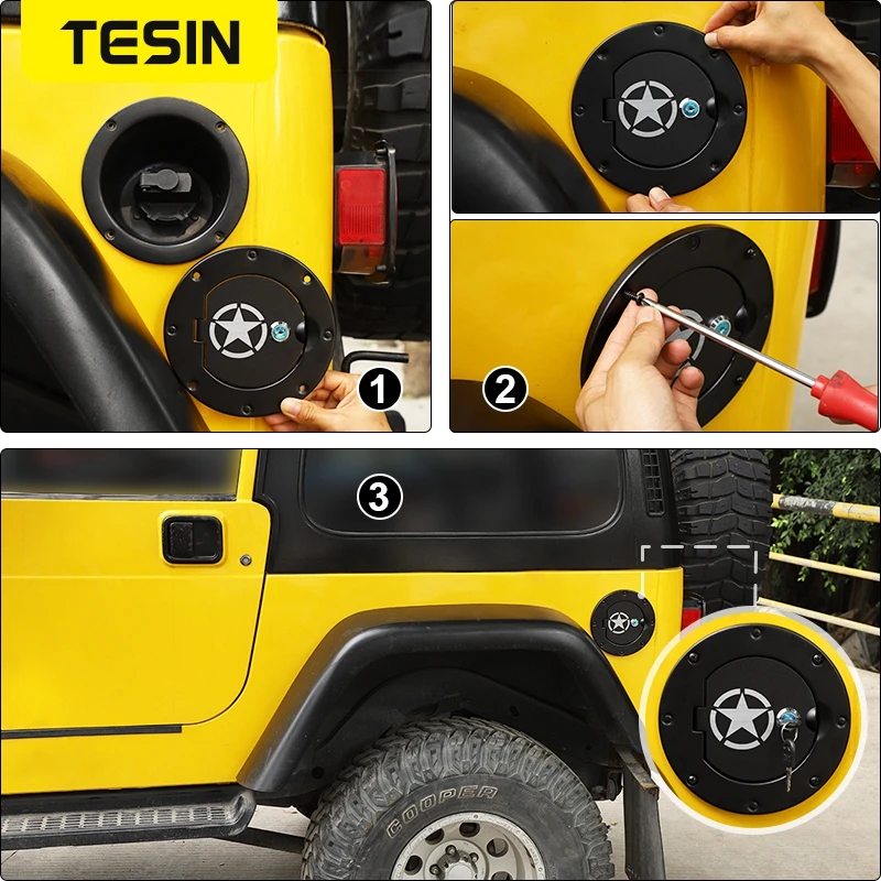 Крышка крышки топливного бака TESIN украшение с замком для ключа алюминиевый сплав