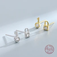 hi man 925 sterling silver fashion simple lnlaid zircon asymmetric stud earrings women jewelry accessories