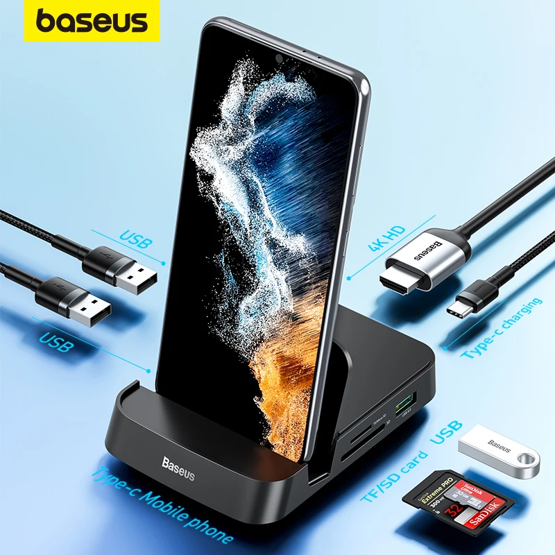 Baseus USB C HUB Dex Station to USB 3.0 HDMI-compatible USB HUB for Samsung S20 Note 20 Huawei P40 Mate 30 Type C Dock Station