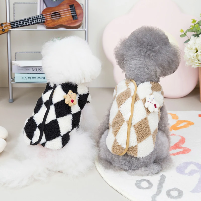 

Autumn Winter Warm Overalls For Dogs Cartoon Coral Fleece Cat Dog Hoodies Universal Kitten Puppy Jacket Coats Chihuahua Clothing