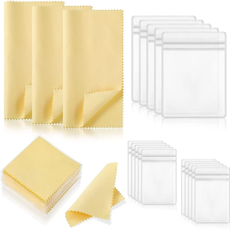 

Jewelry Cleaning Cloth Self Seal Jewelry Bags Set Anti Tarnish Jewelry Storage Bags Buffing Cloth For Storage Polishing