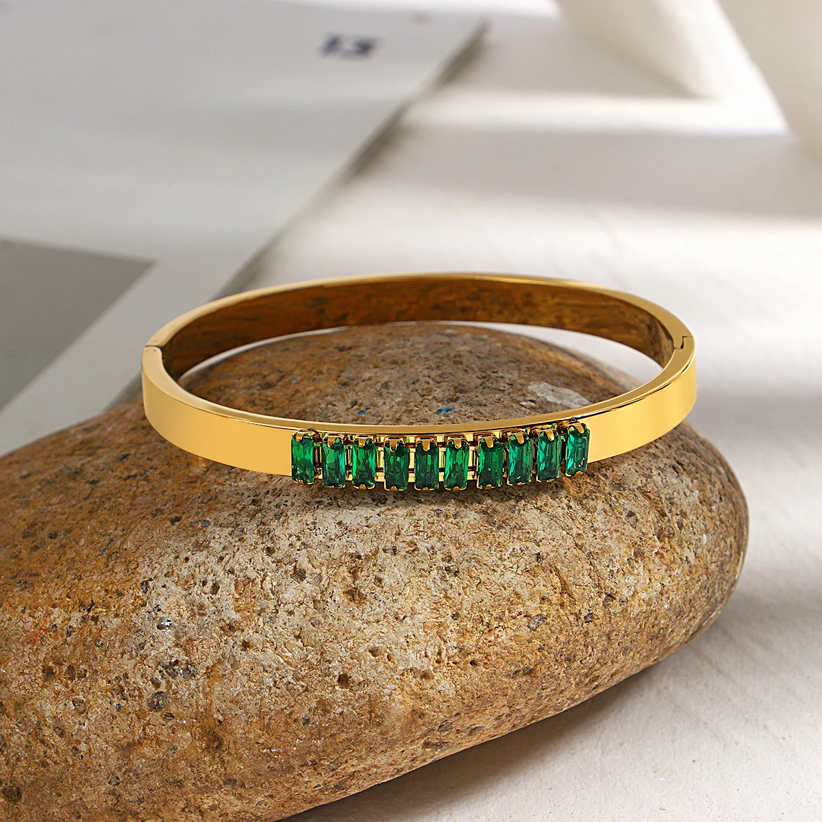 Бесплатная доставка винтажные квадратные зеленые циркониевые браслеты-манжеты