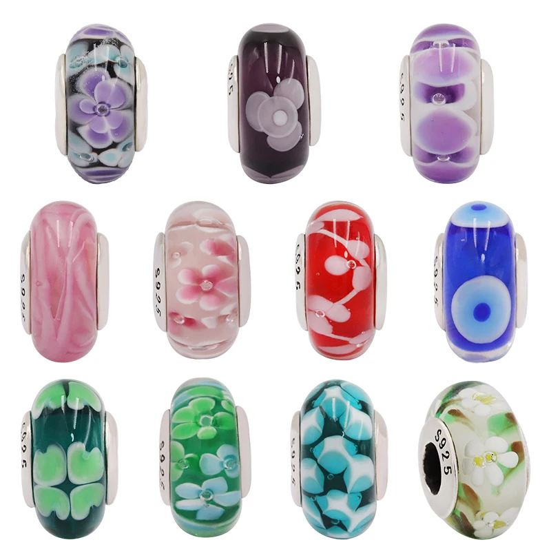 100% серебро 925 пробы высокое качество оригинальный логотип зеленые цветы