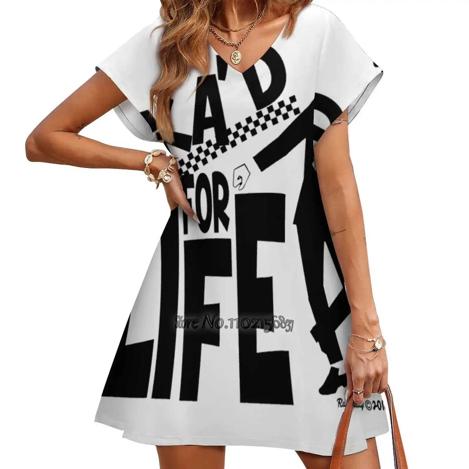 

Ska'D For Life Loose V-Neck Skirt Sexy Short Sleeve Skirt Loose A-Line Dress Light And Breathable Dress Ska Music Ideas