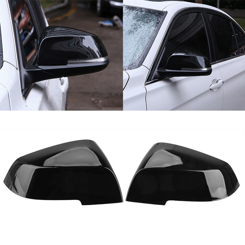 

Gloss Black Rearview Mirror Cover For BMW F20 F21 F22 F30 F32 F36 F87 X1 Left + Right ABS Plastic Bright Black