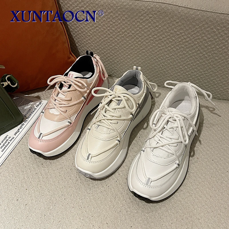 

Fashion Chunky Dad Shoes Spring New Round Toe Lace Up Women Shoes Female Trend Platform Sport Casual Sneakers Zapatillas Mujer