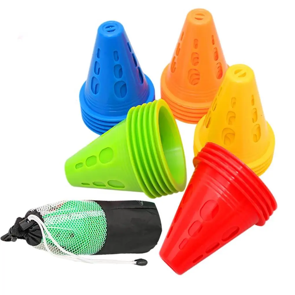 

30Pcs Training Cones Colorful Indoor Outdoor Skating Piles Windproof Cone Set Fitness Football Basketball Equipment