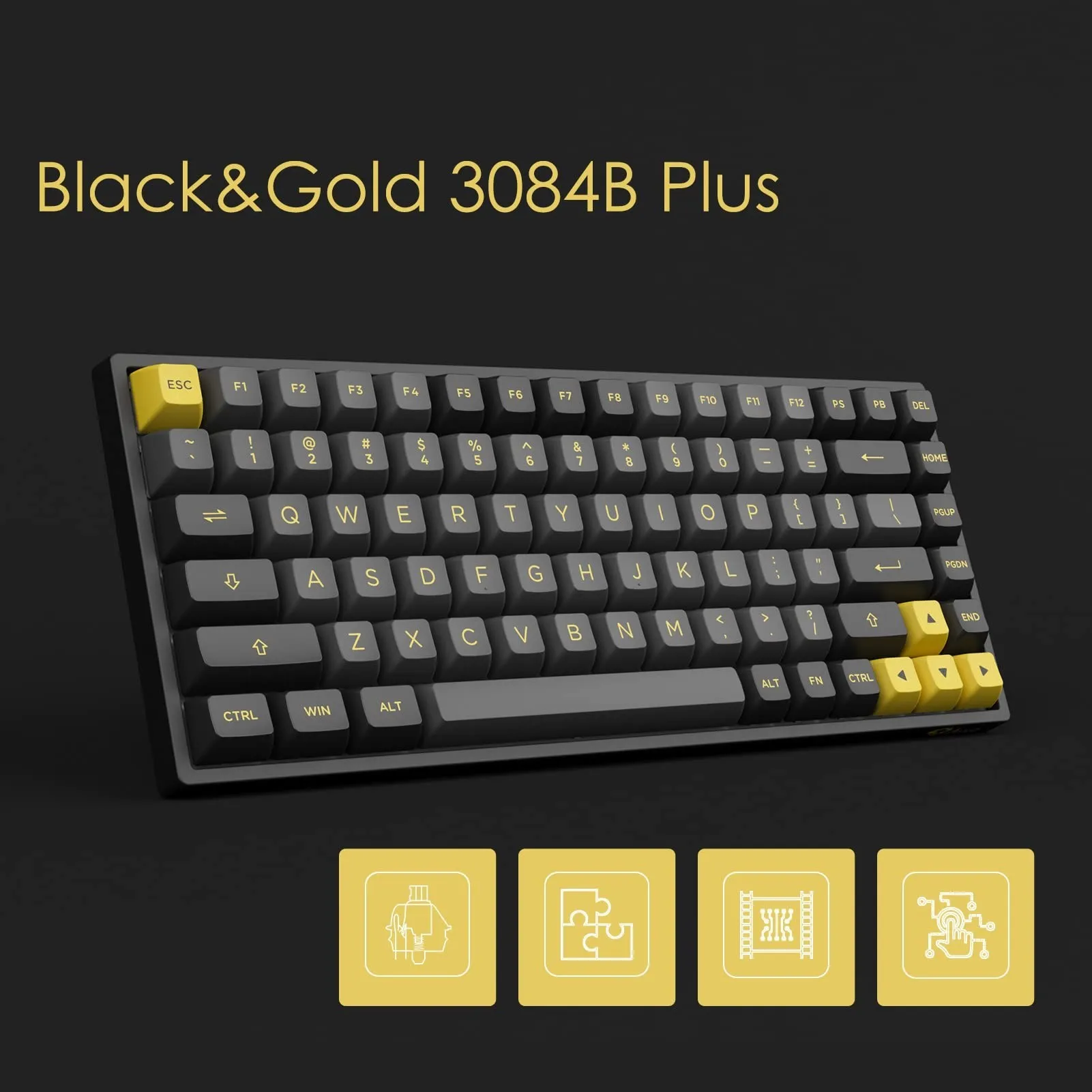 Akko 3084B Plus Black&ampGold Русская/Английская беспроводная механическая игровая
