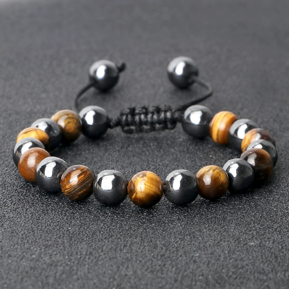 

New Natural Tiger Eye Hematite Beads Bracelets for Men Health Protection Women Yoga Energy Jewelry CoupleS Obsidian Bracelets