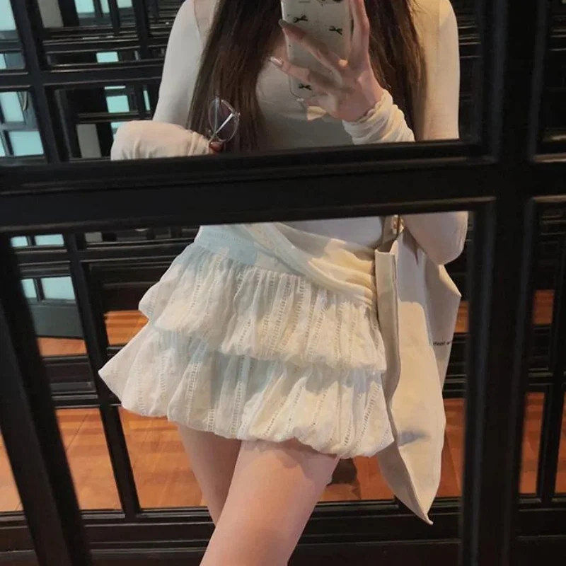 Сексуальная черная юбка DEEPTOWN женская летняя кокетка Y2k кружевная Лоскутная Милая