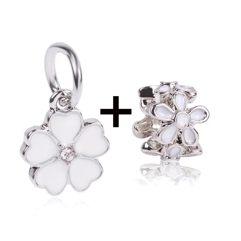 2 шт./лот 45 стилей посеребренные брендовые браслеты с белым цветком вишни