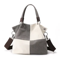 fashion women bag handbags square block stitching color shoulder canvas bag for woman lady messenger bag female crossbody bag