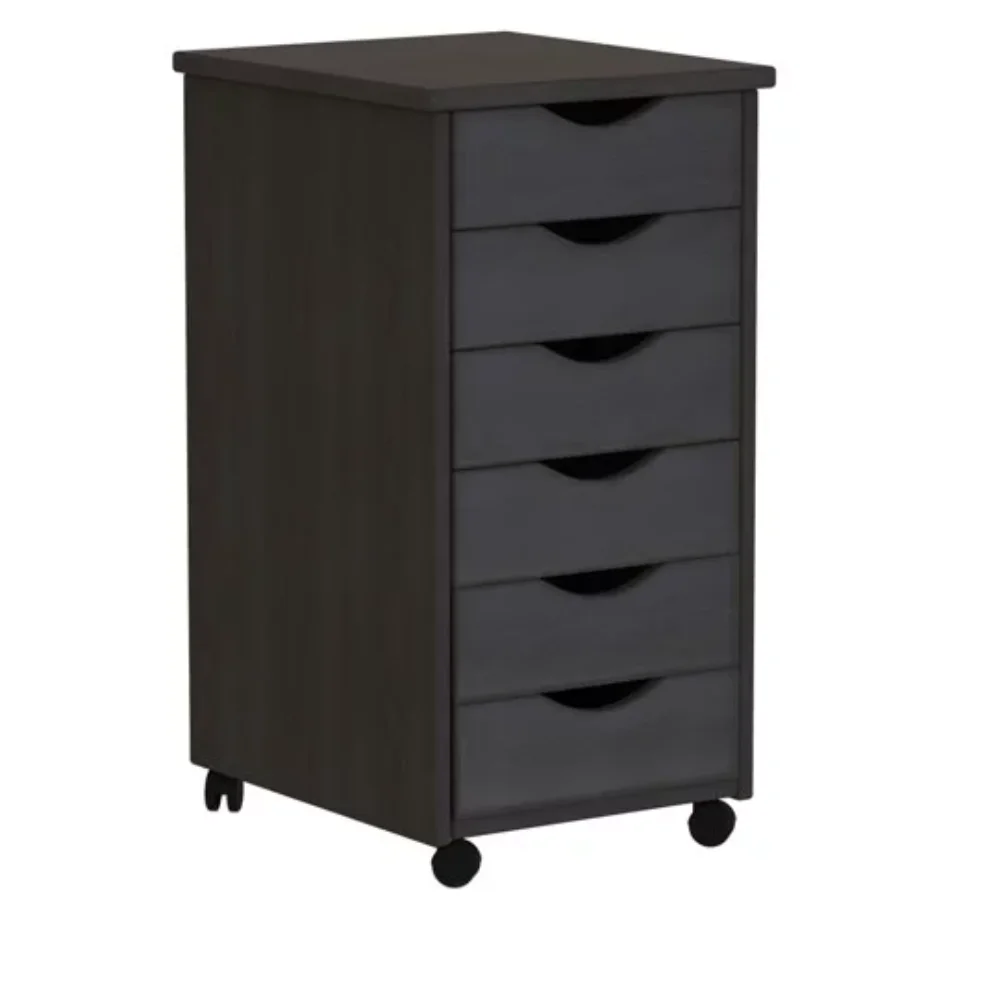 

Original Roll Cart, Solid Wood, 6 Drawer Roll Cart, Black