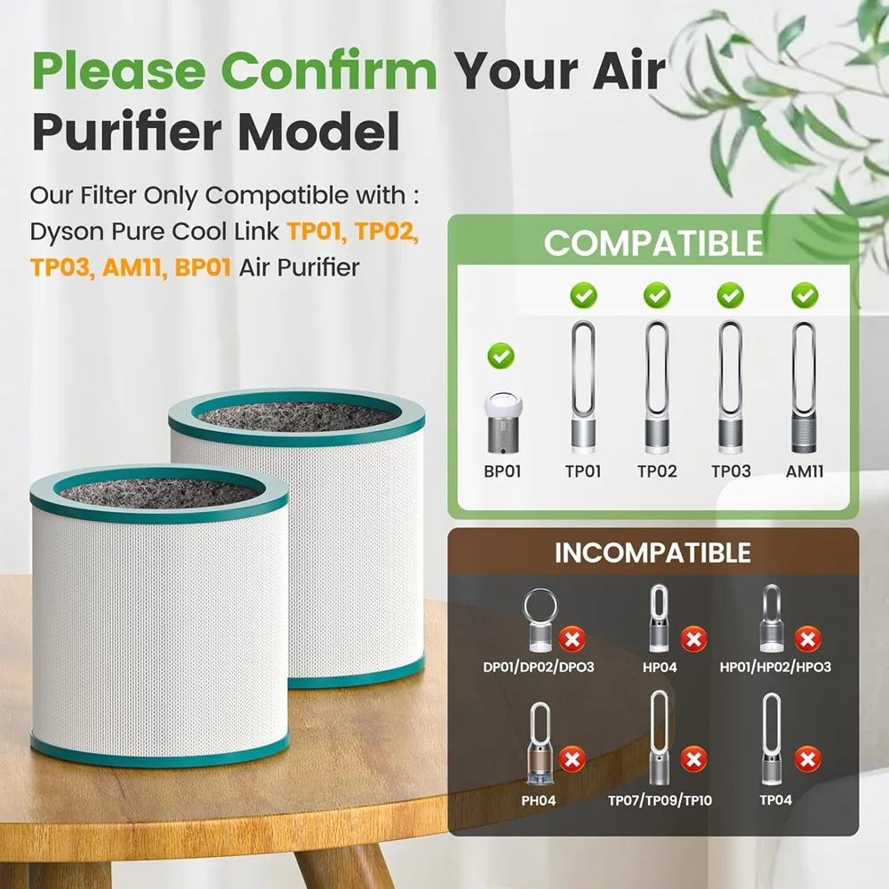 Комплект из 2 сменных фильтров для очистителя воздуха Dyson Tower Pure Cool Link TP01, TP02, TP03, BP01, аналог детали 968126-03 (art.: 3920db5aaa16b) - 3920db5aaa16b