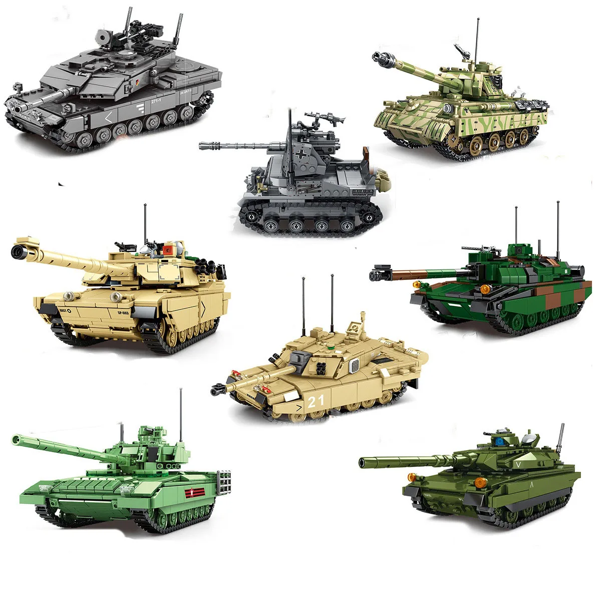 

Military M1A2 T-14 Armata Leclerc Leopard Marder Tank Block DIY Army War Vehicle Building Brick Toy For Boy Kids