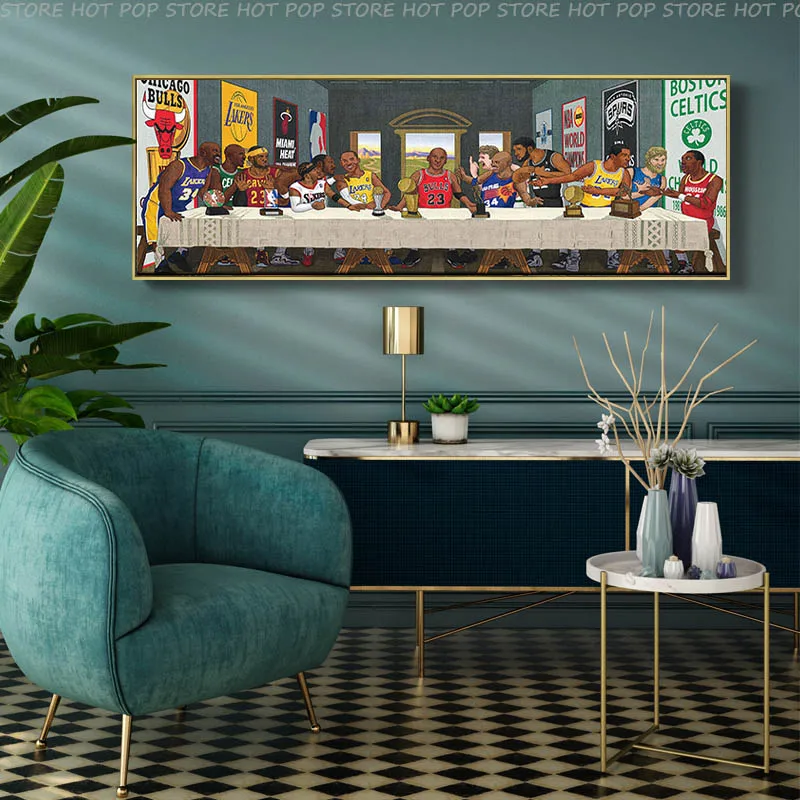 

Last Supper Basketball Legends Legendary Players Comics Canvas Painting Prints Wall Art Pictures for Living Room Home Decor Gift