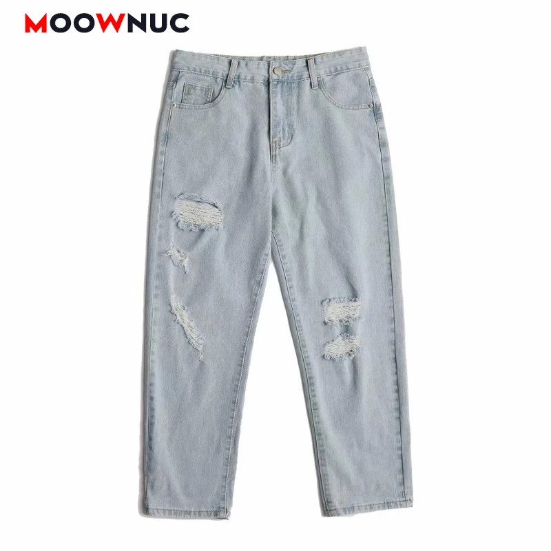Men Casual Pants Demin Trousers New Cargo Jeans Spring Men's Clothing 2022 Autumn Sweatpant Slim Straight Loose Youth MOOWNUC