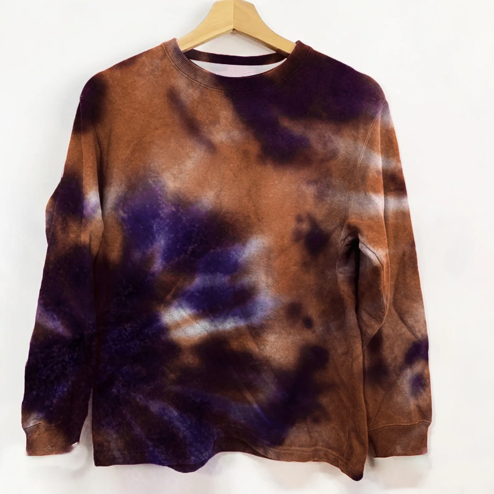 

Hoodie with Zipper Women Ladies Casual Spring And Autumn Tie Dye Round Neck Long Sleeve Hoodless Sweatshirt N 1