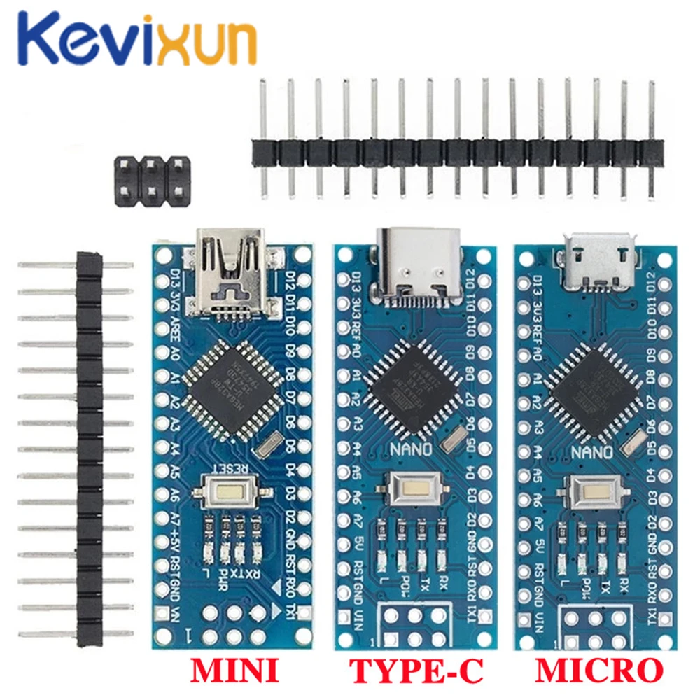 Совместимый контроллер Nano v3.0 для Arduino, с загрузчиком, USB-драйвером CH340, 16 МГц, ATMEGA328P/168P
