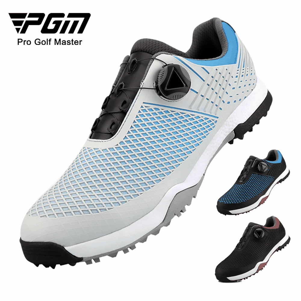 PGM Men Golf Shoes Spikeless Waterproof Breathable Quick Lacing Casual Sneakers Outdoor Walk Sports Anti-Slip Golf Shoes XZ112