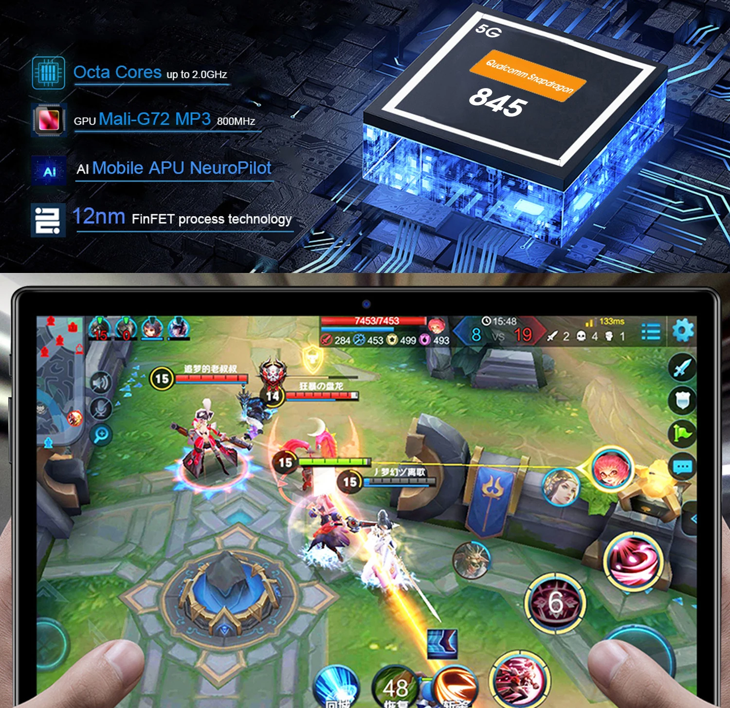 Tanie 2022 Wersja Globalna Android 11 Snapdragon 845 12 Cal Tablet PC 8800mAH 5G/4G 4K 12GB 512GB 10 Podstawowych Tabletów