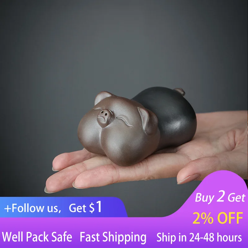 

Black gold sand piglet tea pet purple sand tea play tea art boutique can raise fortune fortune pig tea plate tea insect ornament