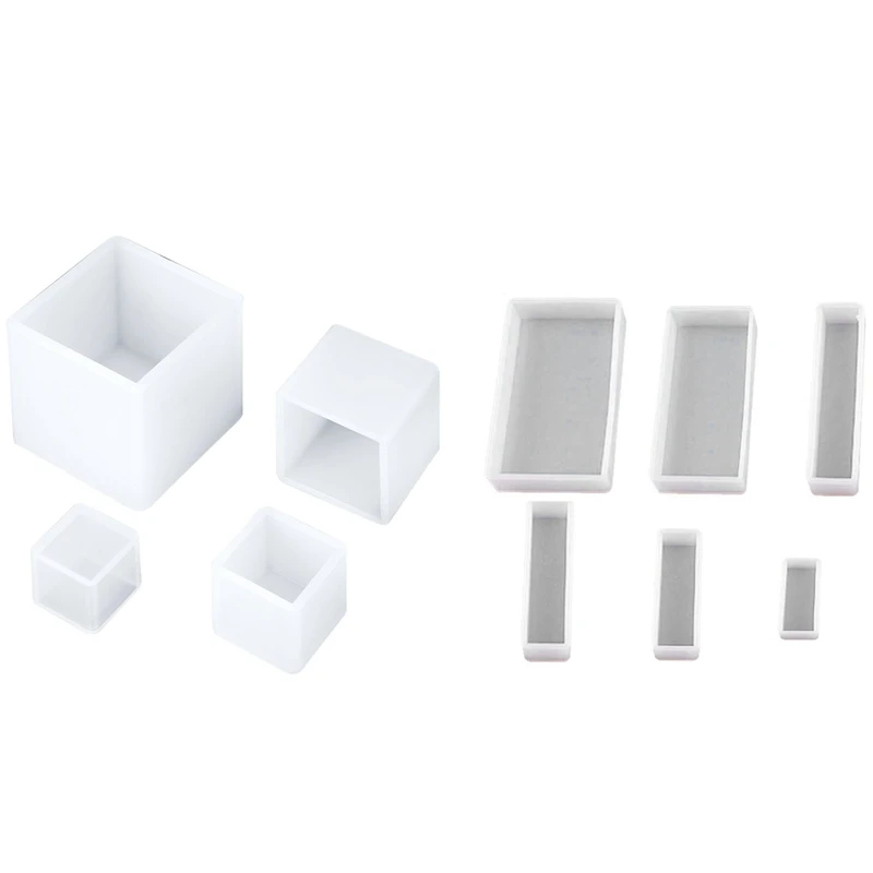 

4 Pieces Square Silicone Molds 4 Sizes & 6 Style Square Resin Mold Diy Transparency Flexible Silicone Molds