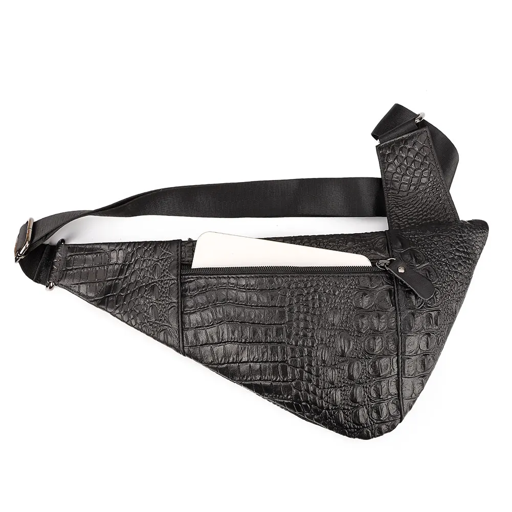 Crocodile Grain Waist Bag Genuine Leather Men's Chest Packs Luxury Quality Shoulder Bag Lightweight Travel Crossbody Bag for Men