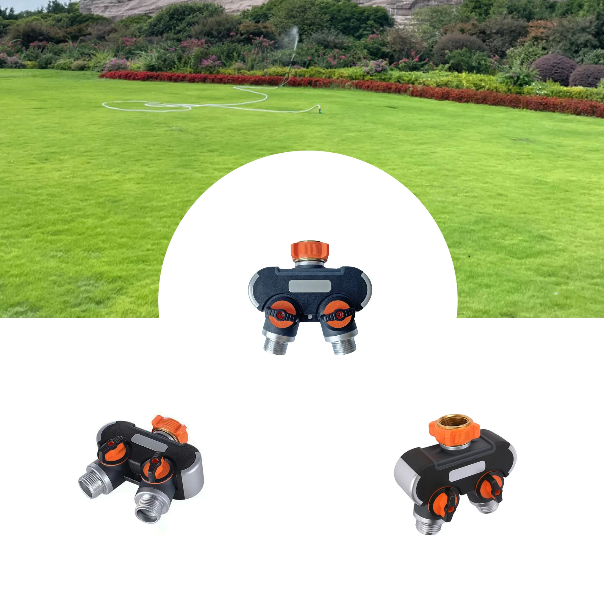 

3/4 Inch Hose Splitter Faucet Connection Y-Type Connector Distributor for Outdoor Tap Garden Watering System