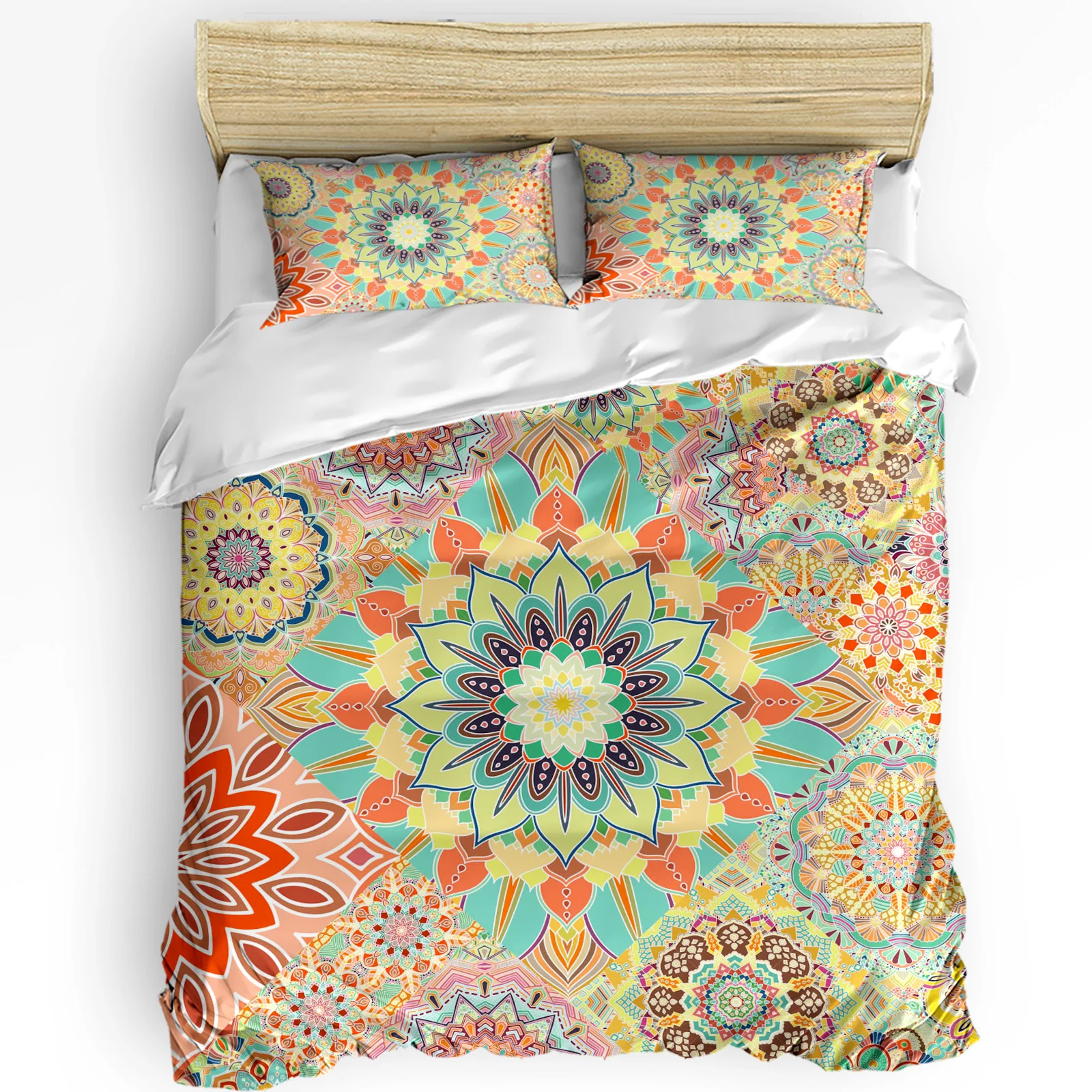 

3pcs Bedding Set Circular Retro Ethnic Pattern Home Textile Duvet Cover Pillow Case Boy Kid Teen Girl Bedding Covers Set