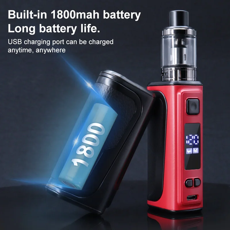 

E Cigarette Vape 120W Box Mod Kit Build-in 1800mah Battery with 2.5ml Tank OLED Screen Electronic Cigarette Vaper Smoke Pen Pod