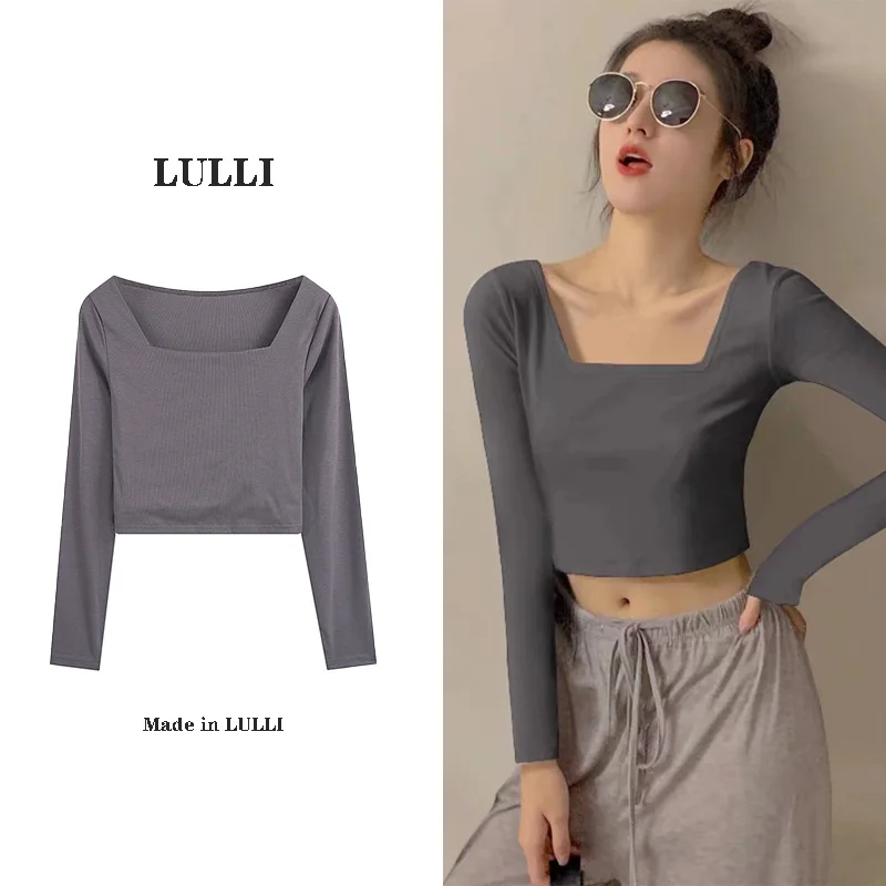 

LULLI Autumn and Winter New Women's Design Sense Small Print Slim Underlay Long Sleeve T-shirt Top Woman Clothing
