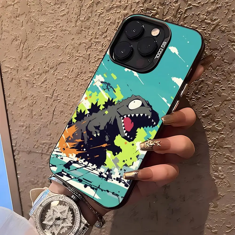 Фото Чехол C-Cool Go-Godzillas для iPhone 17 Air 16 15 14 Plus 13 12 11 Pro XS Max, серебристо-черный, с бампером №1
