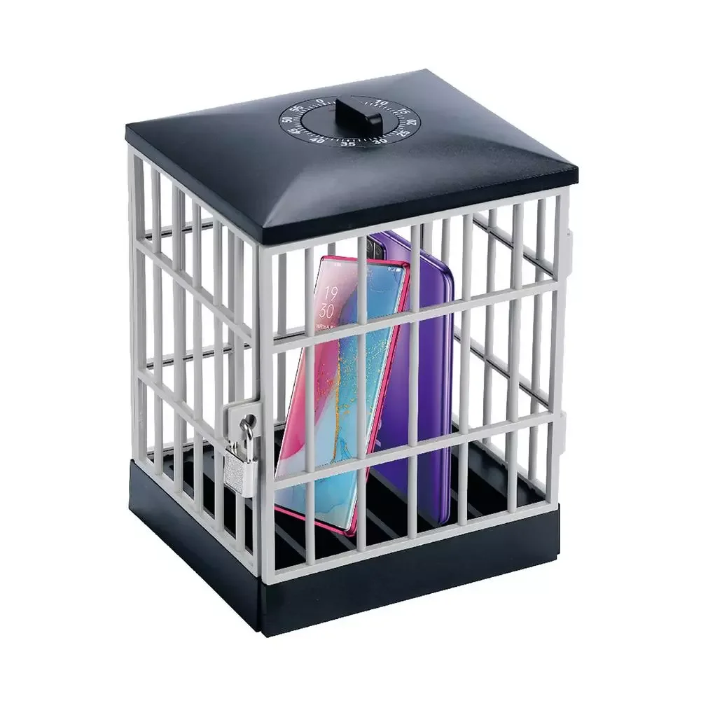 

Mobile Phone Jail Cell Prison Lock Up Safe Smartphone Home Table Office Gadget Storage Box Locking Cage Party Storage