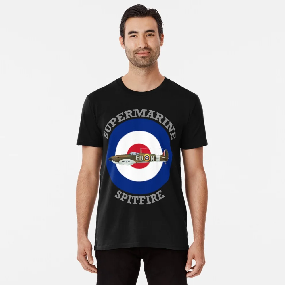

RAF Supermarine Spitfire Fighter Aircraft T Shirt. 100% Cotton Short Sleeve O-Neck Casual T-shirts Loose Top New Size S-3XL