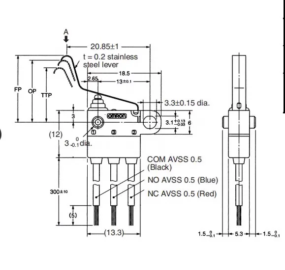YYT D2HW-C273M Водонепроницаемый микропереключатель с небольшим изогнутым стержнем