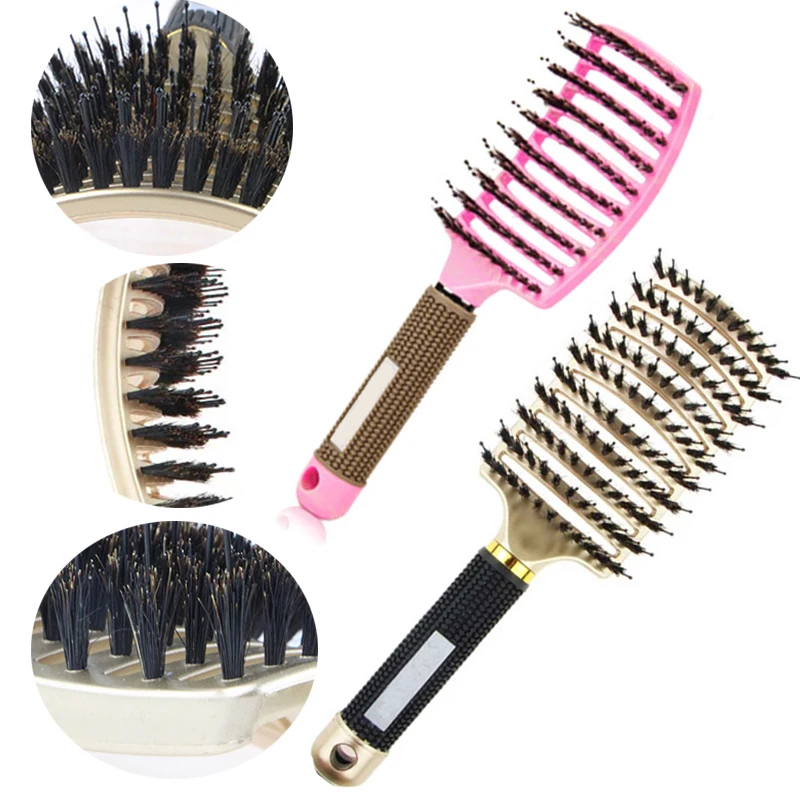 

Hair Brush Scalp Massage Comb Hairbrush Bristle&Nylon Women Wet Curly Detangle Hair Brush for Salon Hairdressing Styling Tools