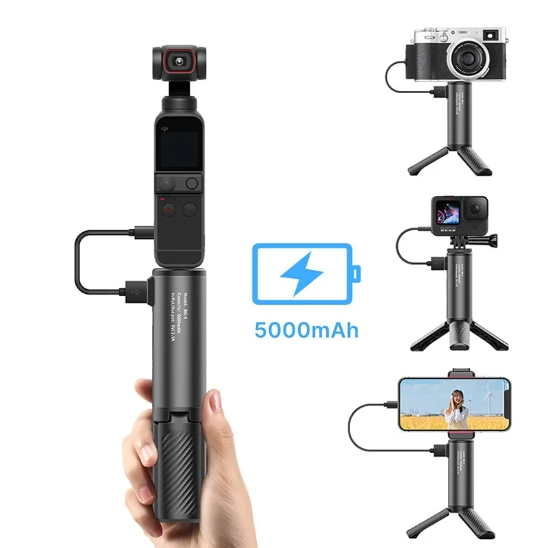 

BG-4 Mini Tripod With 5000mAh Power Bank Hand Grip Monopod Portable tripod For Gopro Camera Phone Holder With 1/4 Screw