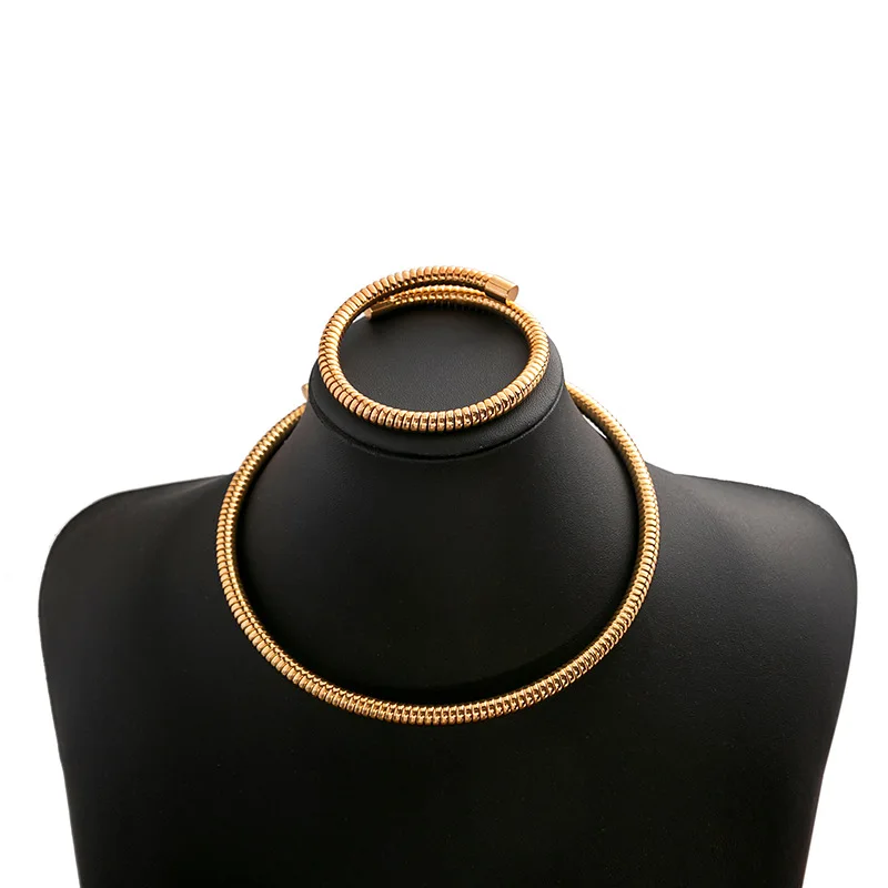 Массивное ожерелье-чокер из тяжелого металла в стиле панк для женщин большая