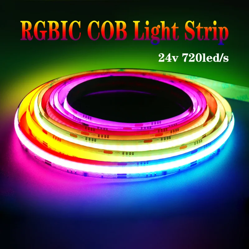 

Светодиодная лента COB 24 В для украшения комнаты 24 В 0,5 светодиодов/с RGBIC Светодиодная лента Адресуемая печатная плата высокая плотность м подсветка телевизора