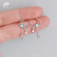 fashion moon stud earrings for women zircon necklaces tassel jewelry sets for women sweet romantic accessories party girl gift