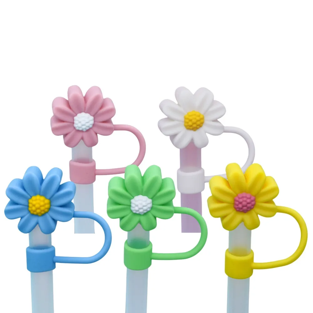 

10 шт., колпачки из силиконовой соломы с 3d-цветами