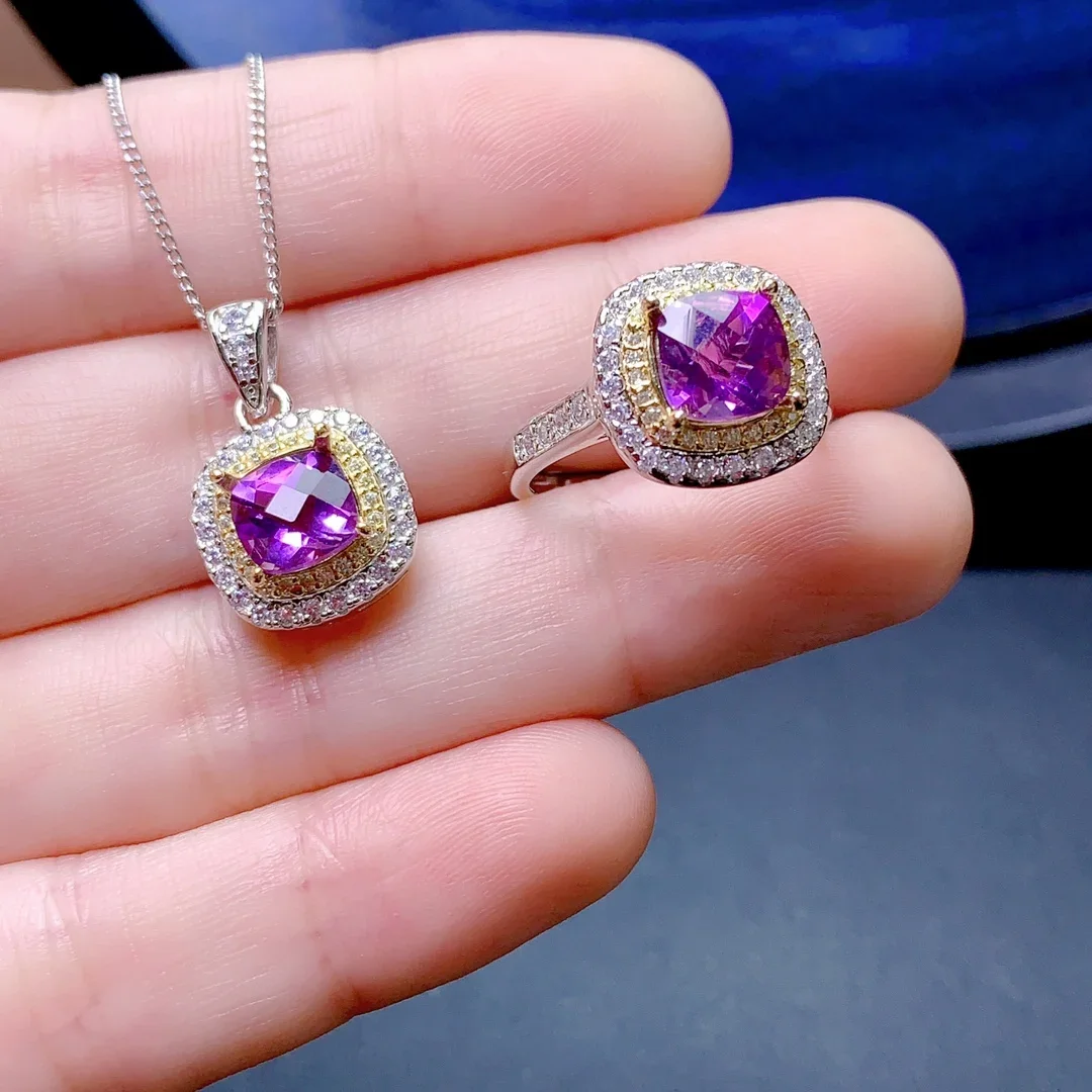 Набор из натурального аметиста высокого разрешения стерлинговое серебро 925