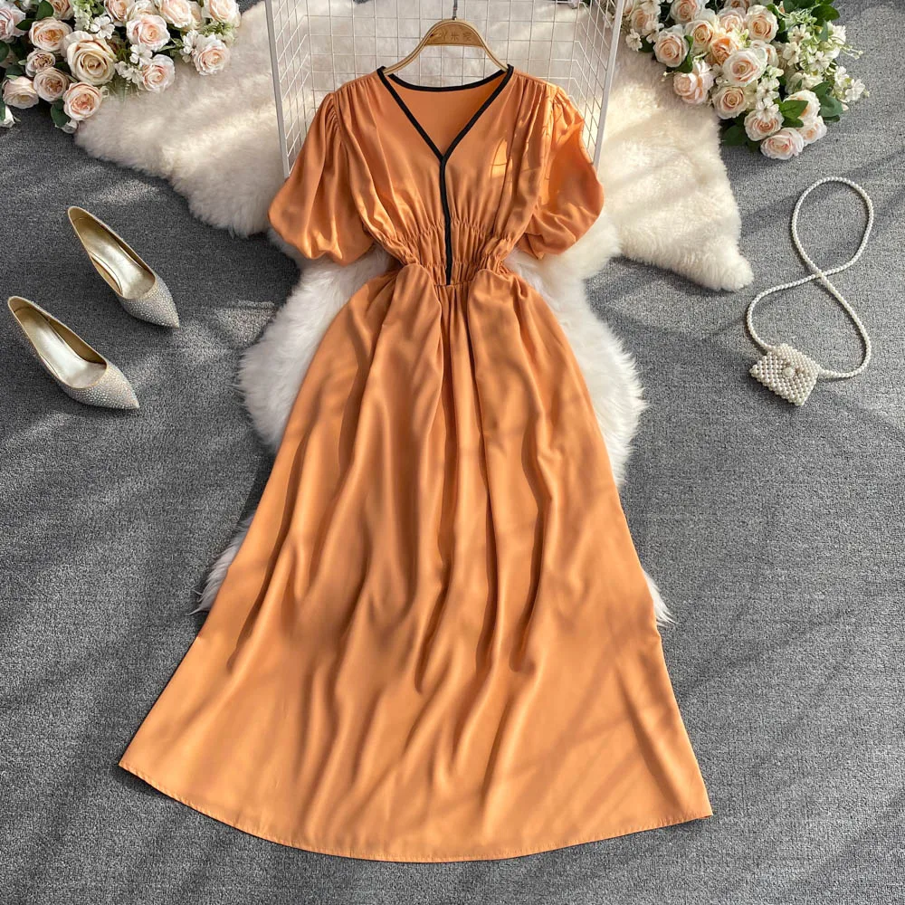 Женское длинное платье с высокой талией, черное винтажное платье с V-образным вырезом, Бандажное платье для клувечерние, на лето