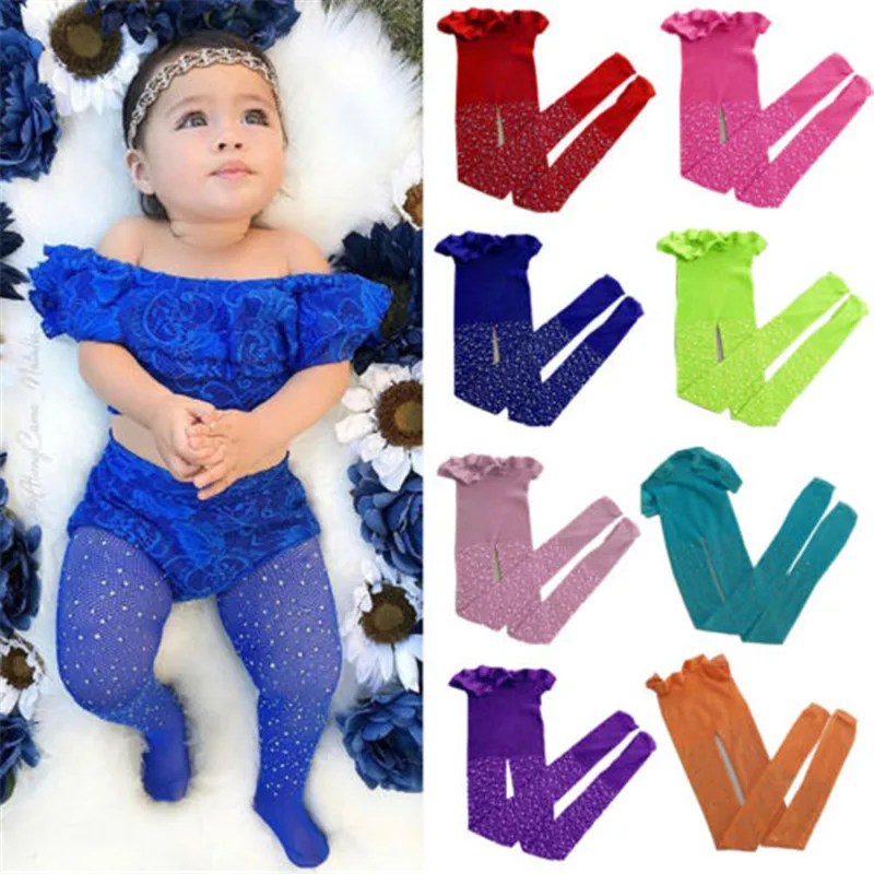 

Fashion Baby Girl Tights Party Children Solid Color Fish Net Drilling Pantyhose stockings pantyhose baby girl tights