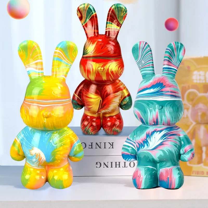

60ML Fluid Paint Set Children's Handmade Creative DIY 22CM Fluid Rabbit White Embryo Acrylic Pigment Art Supplies