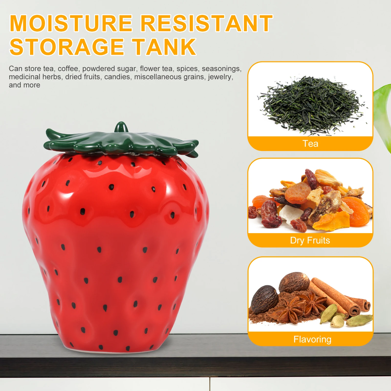 Симпатичная Керамическая Банка В Форме Клубники С Крышкой