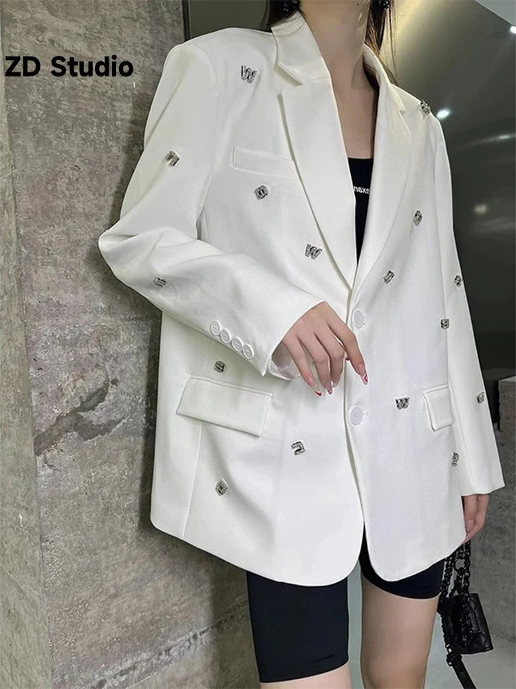 

[ZD Studio] Новинка 2023, Повседневный женский жакет на раннюю осень, современный дизайн, универсальный маленький и свободный черный костюм